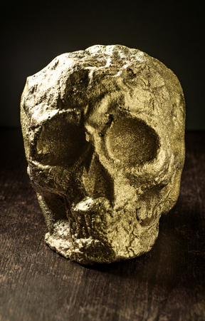 Gold skull fool made from fools gold jester conceptの写真素材