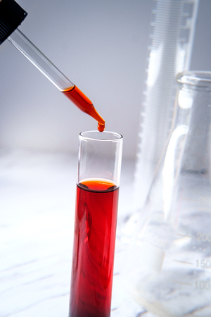 Medical test tube with blood sample for laboratory medical testingの写真素材