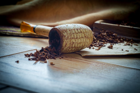 Rustic leisure tobacco corn cob pipe wooden table