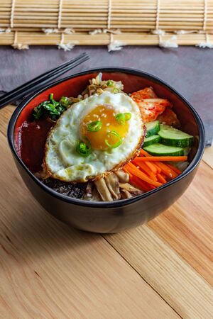 Authentic Korean Cuisine vegetarian cold Bibimbapの写真素材