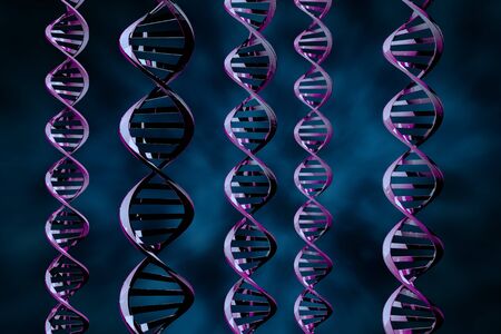 Abstract DNA strand double helix genetics 3D illustrationの写真素材