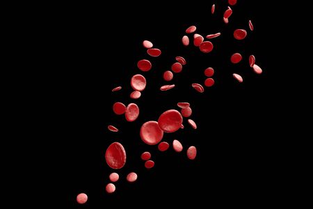 Healthy human red bloodcells in close up 3d illustrationの写真素材