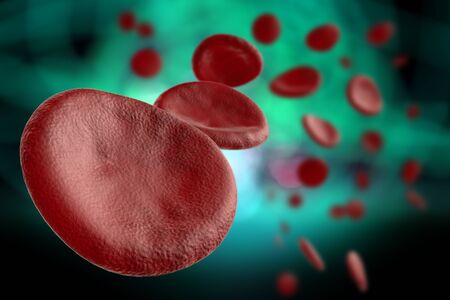 Healthy human red bloodcells in close up 3d illustrationの写真素材