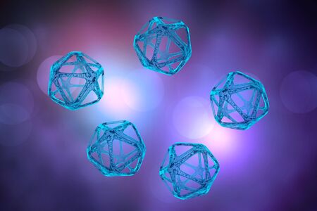 Abstract DNA molecule or atom particle 3D illustration