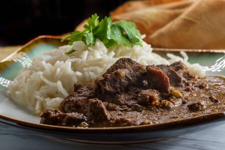 Indian boti liver curry made with chicken offal giblets with basmati riceの写真素材