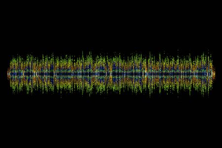 Colorful visual neon soundwave 3D illustration abstract backgroundの写真素材