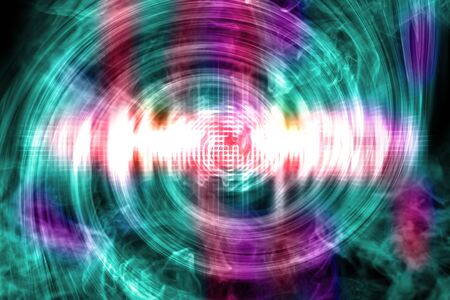 Colorful visual neon soundwave 3D illustration abstract background