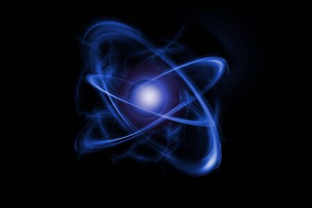 Close up of colorful atomic particle background science 3D illustration