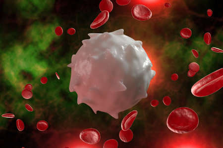 Healthy human red and white bloodcells macro science 3D illustration