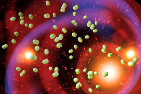 Microscope close up of meningitis bacteria, also known as meningococcus 3D Illustration