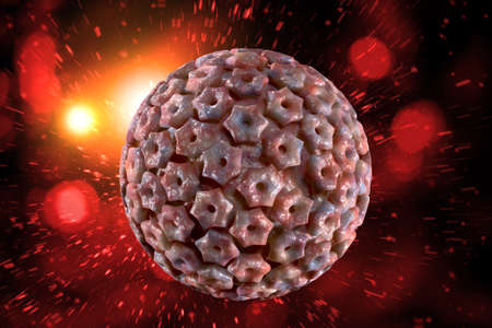 Infectious disease herpes simplex virus cells conceptual 3D illustration