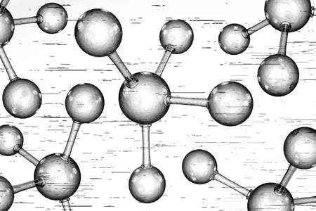 Close up atomic particle background science 3D illustrationの写真素材