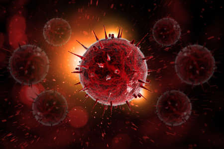 HIV Aids virus cells for medical science background 3D illustration