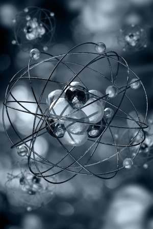 Close up of atomic particle background science 3D illustrationの写真素材