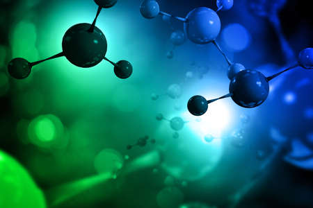Close up of colorful atomic particle background science 3D illustration
