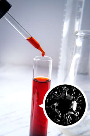 Medical blood test for deadly coronavirus infection with magnification