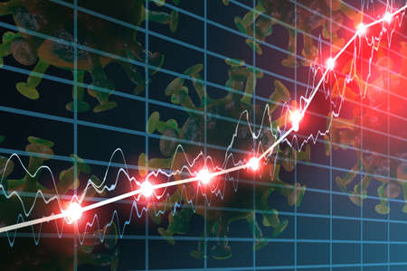 Tracking the progress of coronavirus epidemic new cases and growing global emergency 3D Illustrationの写真素材