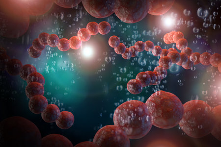 Strep throat also known as Streptococcus Pneumonia bacteria in mouth 3D digital illustration