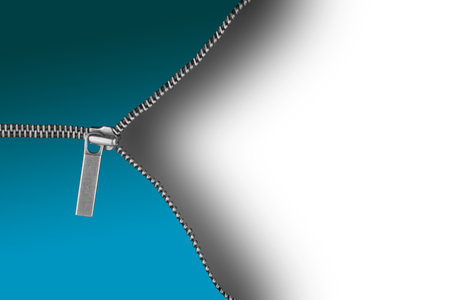 Partially unzipped shirt concept with white backgroundの写真素材