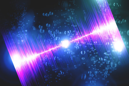 Visual neon soundwave concept 3D illustration abstract backgroundの写真素材