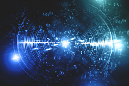Visual neon soundwave concept 3D illustration abstract backgroundの写真素材