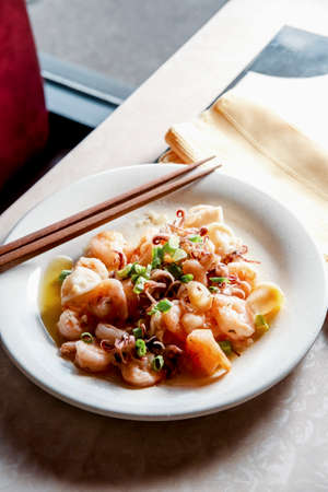 Chinese seafood medley of shrimp and calamari lunchの写真素材