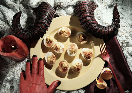 Satans recipe hellish deviled eggs with horns