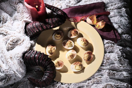 Satans recipe hellish deviled eggs with horns
