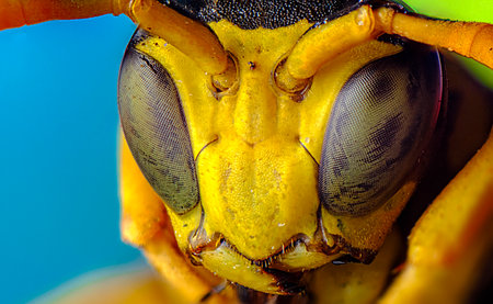 Extreme macro Paper Wasp Polistes portrait of eyes