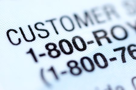 Customer service number. Part of credit card. Macroの写真素材