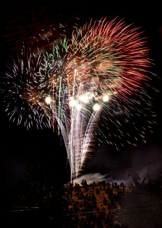 Firework on black sky at night Long exposureの写真素材