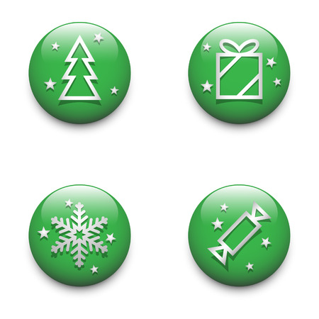 Set of Christmas icons & glossy buttons.のイラスト素材