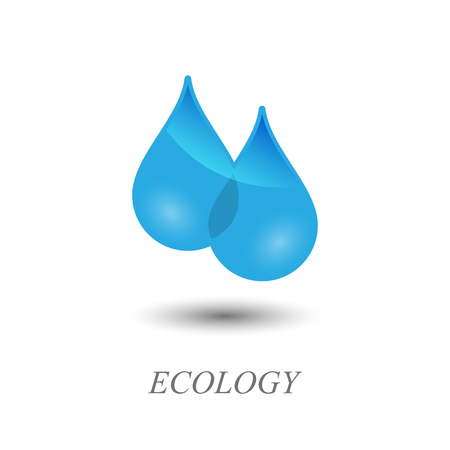 Water drops. Ecology logo design.  Contains transparent objects.のイラスト素材