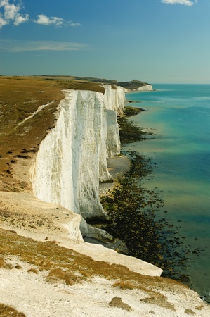 Seven Sisters white cliffs in Englandの写真素材