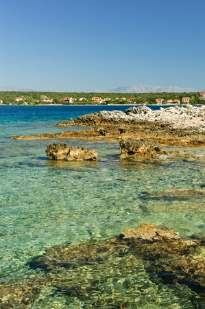 Rocky coastline in Loviste, Croatiaの写真素材