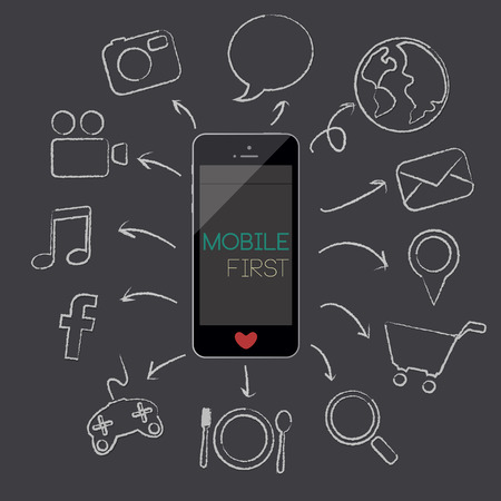 Mobile first, vector illustrationのイラスト素材