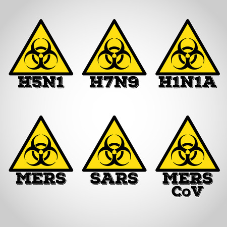 MERS, SARS, H5N1 Biohazard virus signのイラスト素材