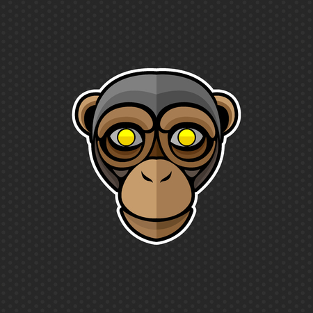 Chimpanzee logo design template ,Chimpanzee head icon Vector illustrationのイラスト素材
