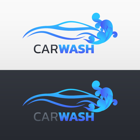 Car wash service logotype vector design in two different backgroundのイラスト素材