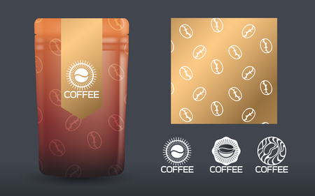 Coffee packaging and label design template, Vector illustrationのイラスト素材