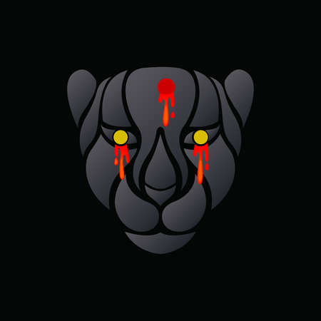 Black tiger logo icon design, vector illustration.のイラスト素材