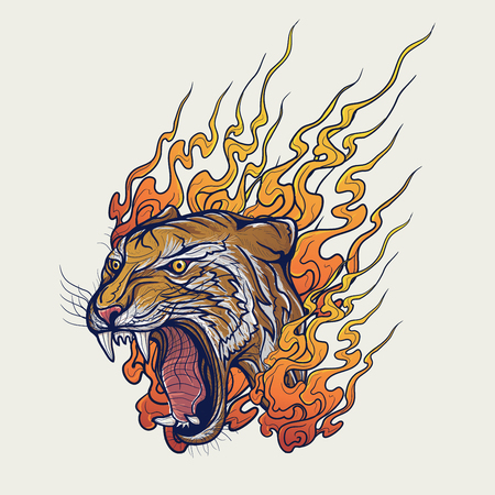 Japanese style tiger vector illustrationのイラスト素材