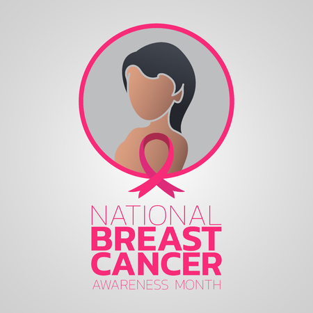National Breast Cancer Awareness Month vector logo icon illustrationのイラスト素材
