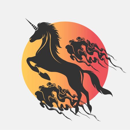 unicorn silhouette icon vector, horses tattoo.のイラスト素材