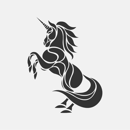 unicorn silhouette icon vector, horses tattoo.のイラスト素材