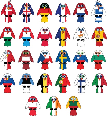 birds in the colors of the European Unionのイラスト素材