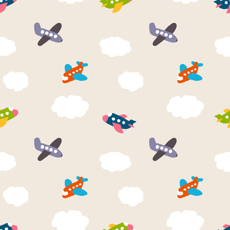 kids seamless pattern: Aircraft and cloudsのイラスト素材