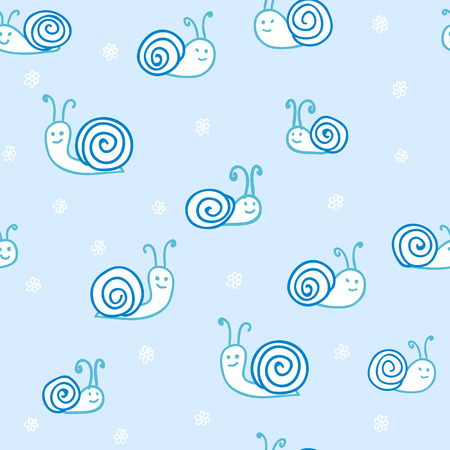 seamless pattern: snails and flowers for the childのイラスト素材