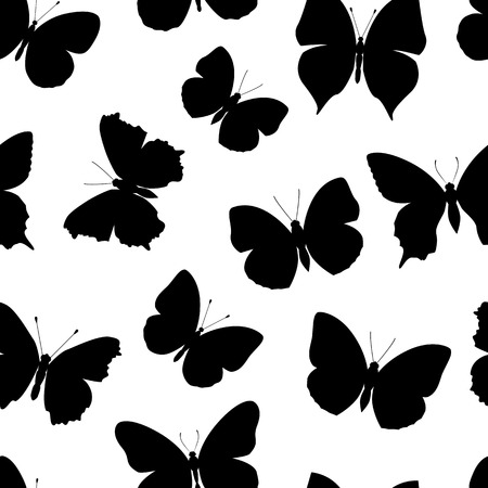black-and-white seamless pattern butterflyのイラスト素材
