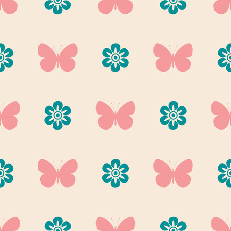Pink seamless pattern butterflyのイラスト素材